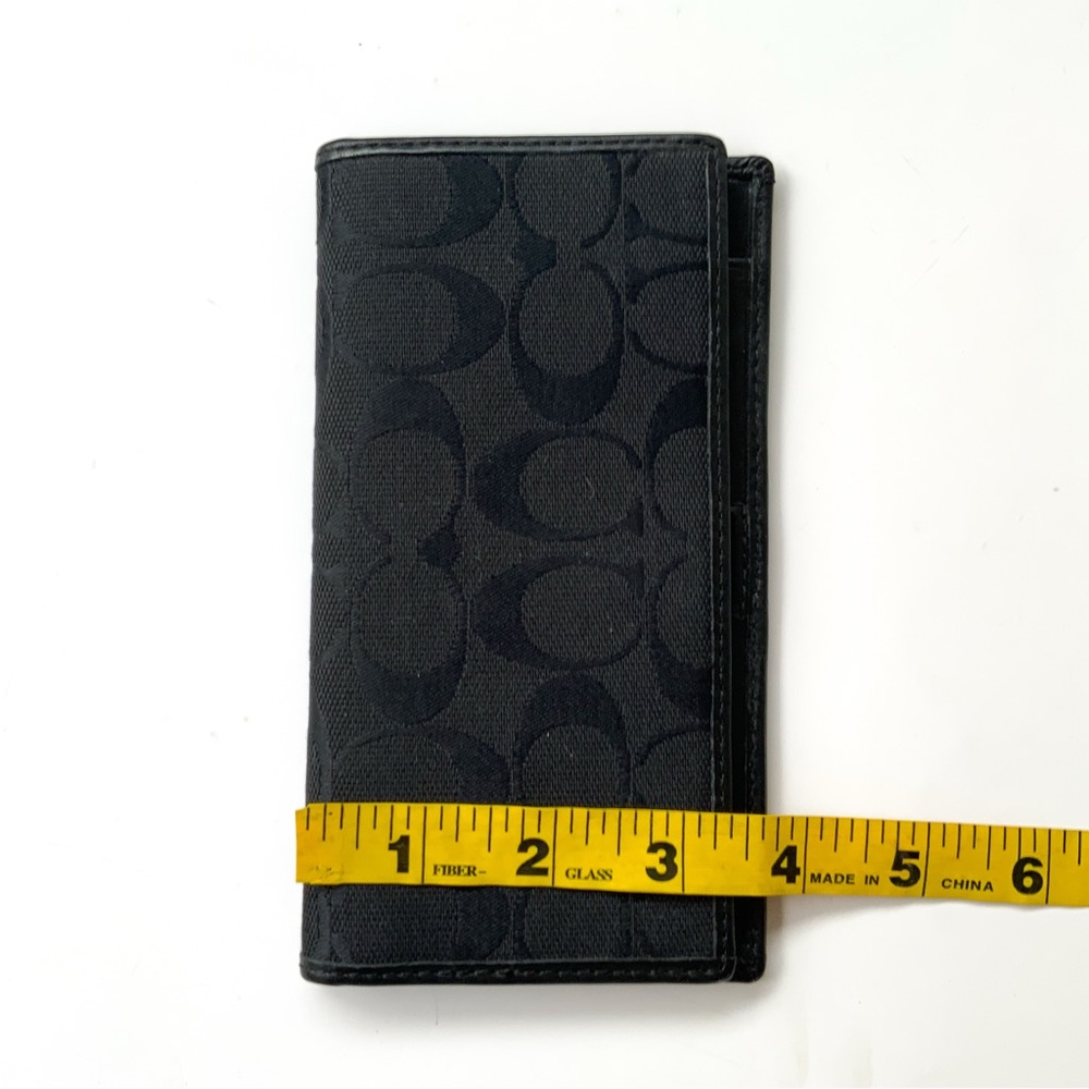 Coach Black Monogram Fabric Leather Checkbook Holder - Picture 5 of 5